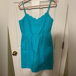 J Crew Factory caribbean blue scalloped cami dress